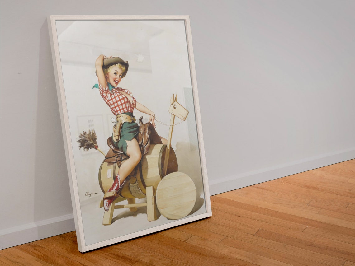 Elvgren Western Pinup Girl Sitting Pretty Cowgirl Rodeo Horse Poster For Gifts And Wall Art Dcor - Image 4