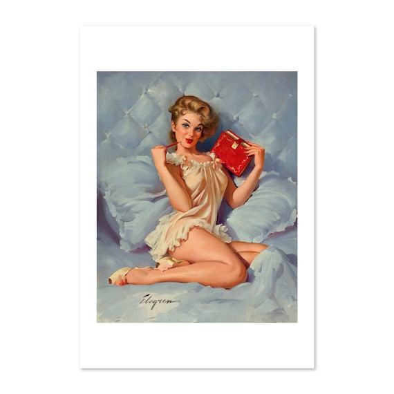 Elvgren Thinking of You Pin Up Girl Diary Vintage Bedtime Art Poster