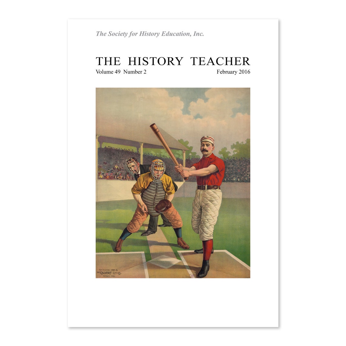 1895 Calvert Baseball Scene Vintage Sports Lithograph Poster