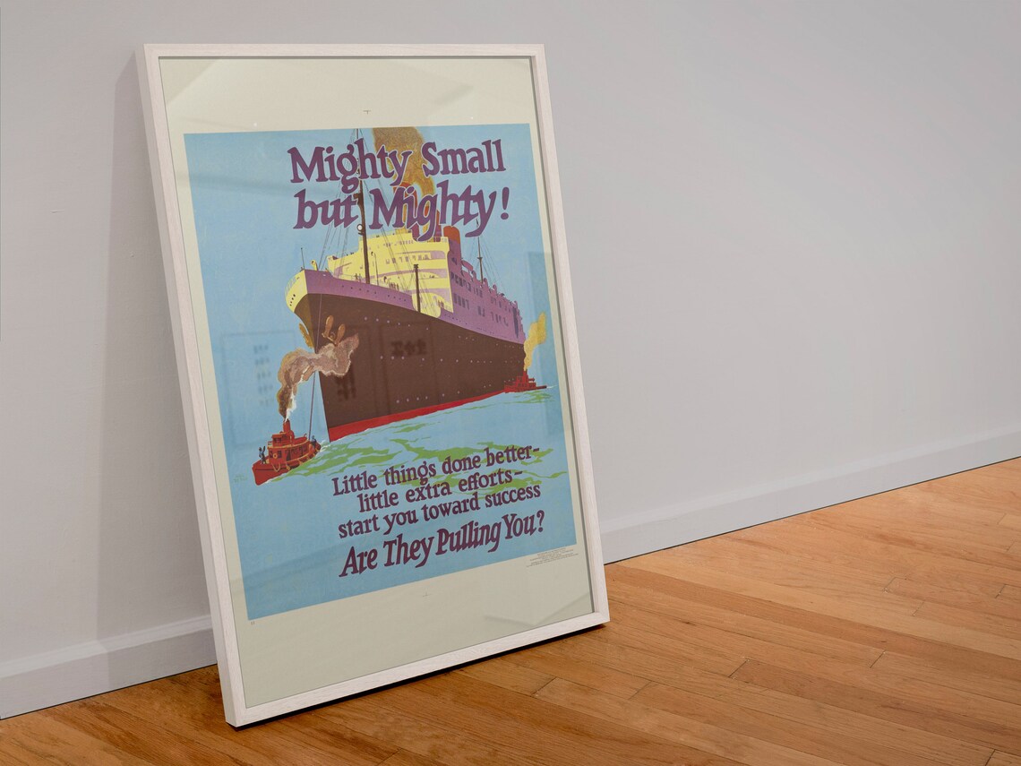 Mighty Small But Mighty Tugboats Vintage Motivational Poster - Image 4