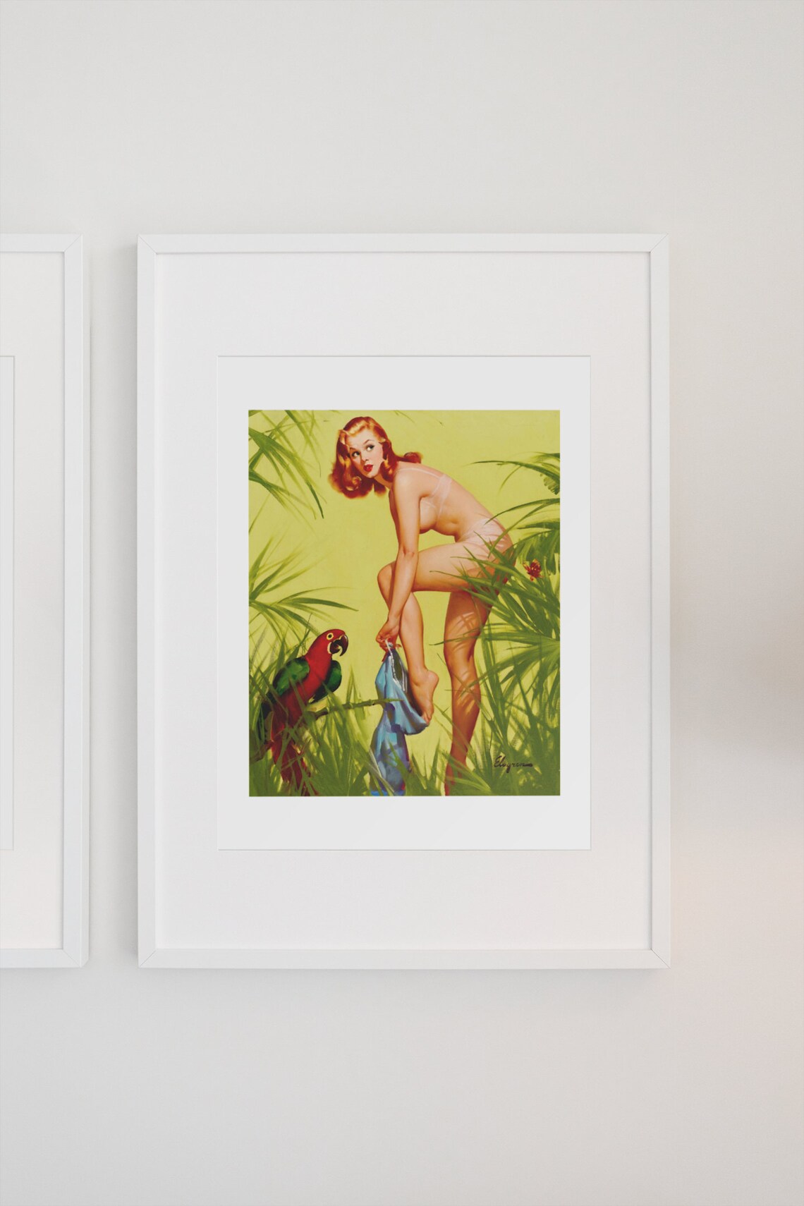 Elvgren Jungle Parrot Vintage Style Poster - Image 3