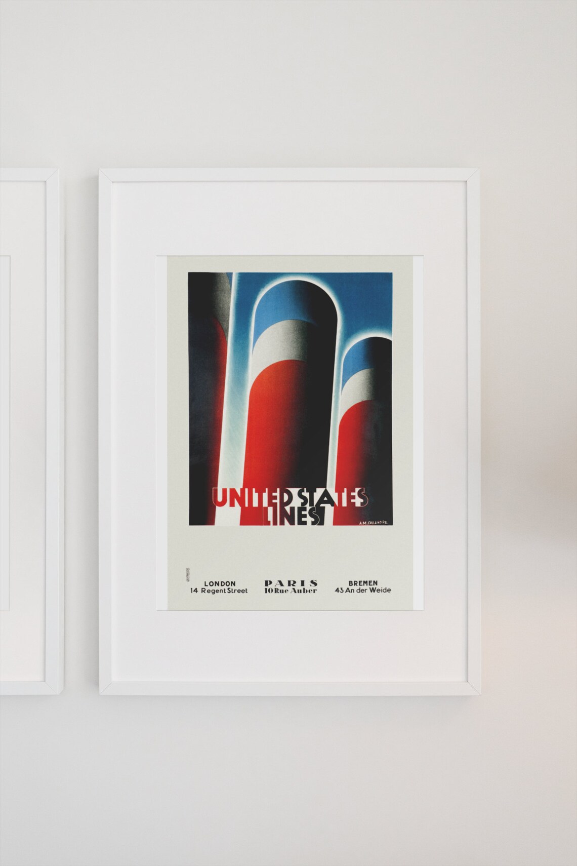 United States Lines Vintage Art Deco Ocean Liner Travel Poster - Image 3