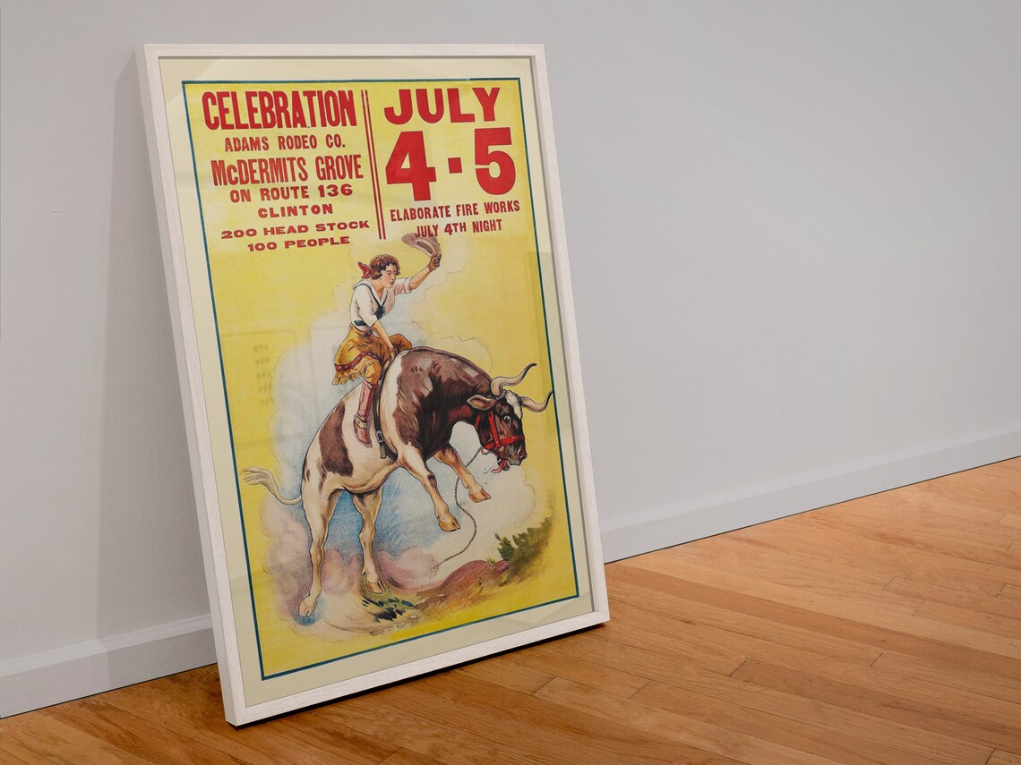 Cowgirl 1930s Western Rodeo Celebration Vintage Poster - Image 4