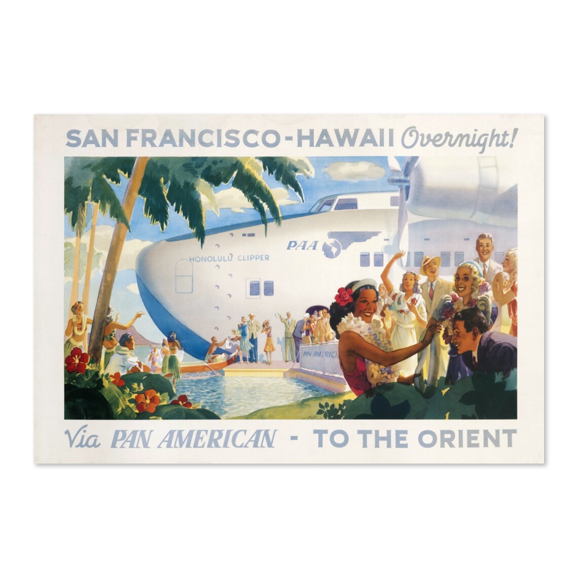 San Francisco Hawaii Overnight Pan American Clipper Travel Poster