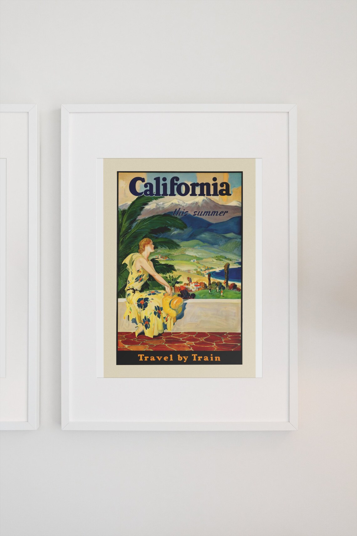 California This Summer Travel by Train Vintage Railroad Poster - Image 3