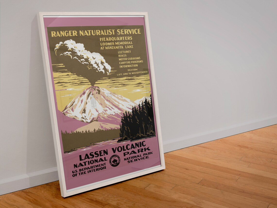 Lassen Volcanic National Park 1938 Ranger Naturalist Service WPA Poster - Image 4