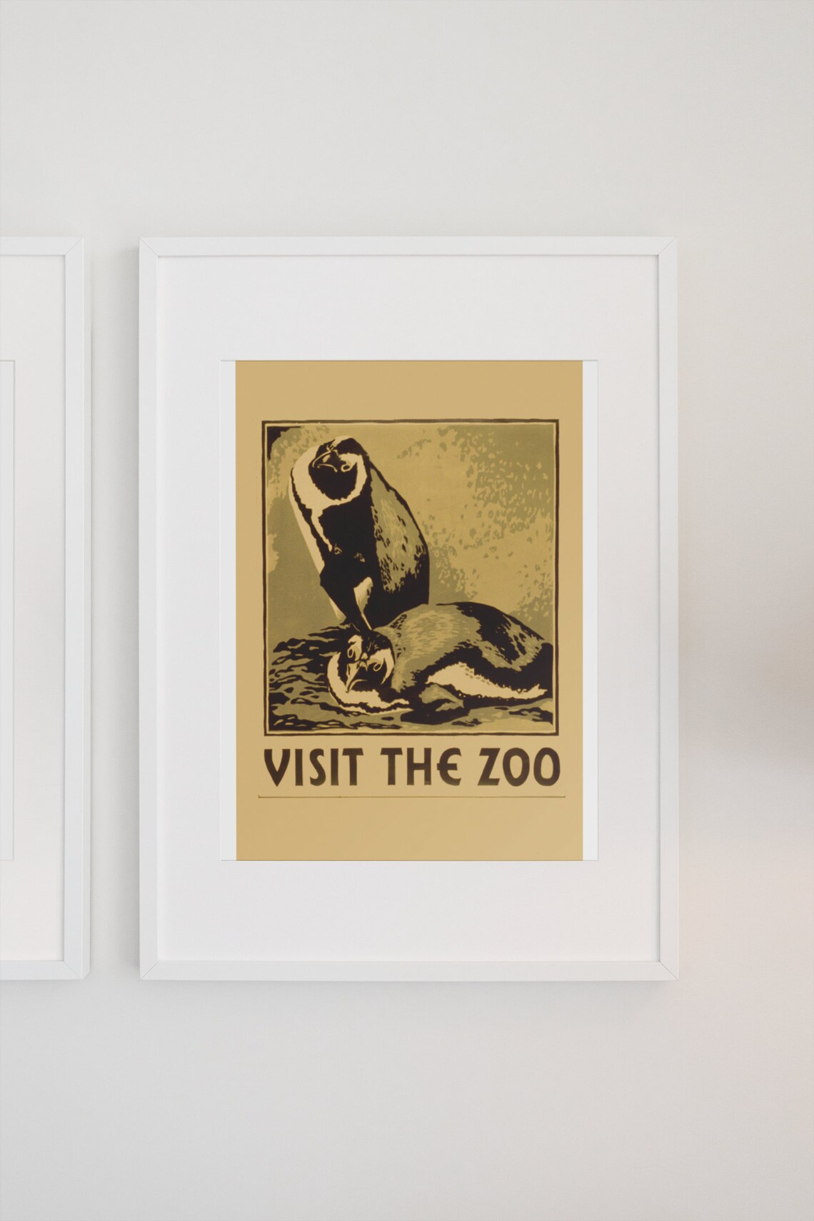 Visit the Zoo Sepia Tone Penguin Vintage WPA Federal Art Poster - Image 3