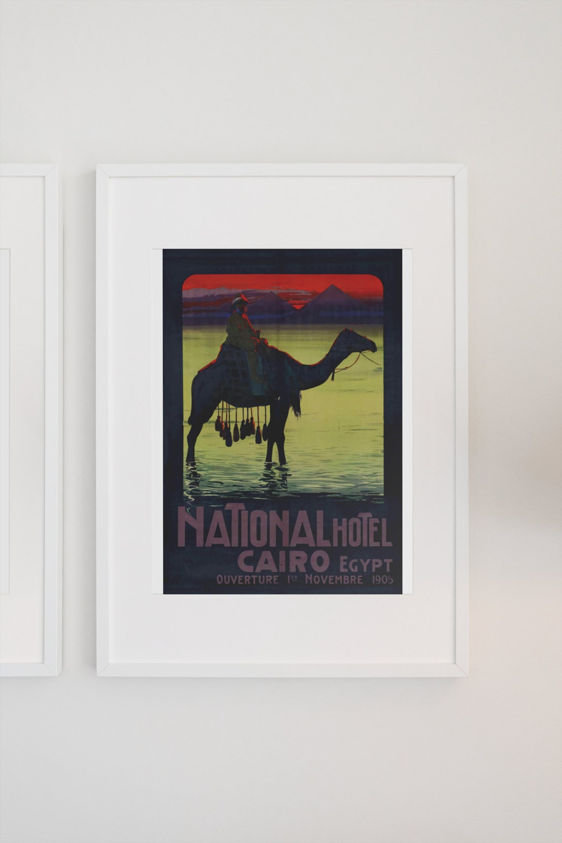 National Hotel Cairo Egypt 1905 Camel Sunset Vintage Hotel Poster - Image 3