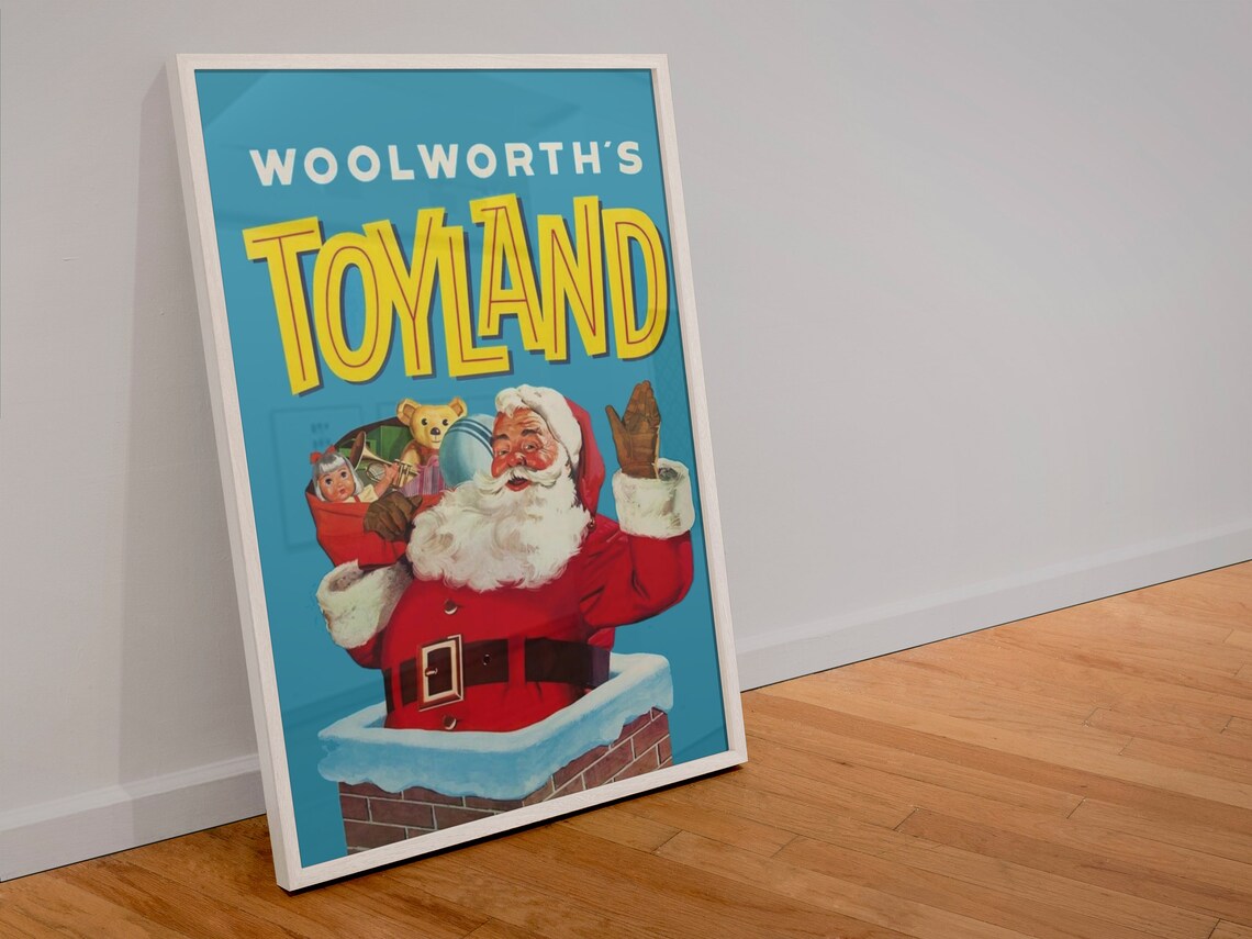 1950s Santa Claus Woolworths Toyland Travel Poster - Image 4
