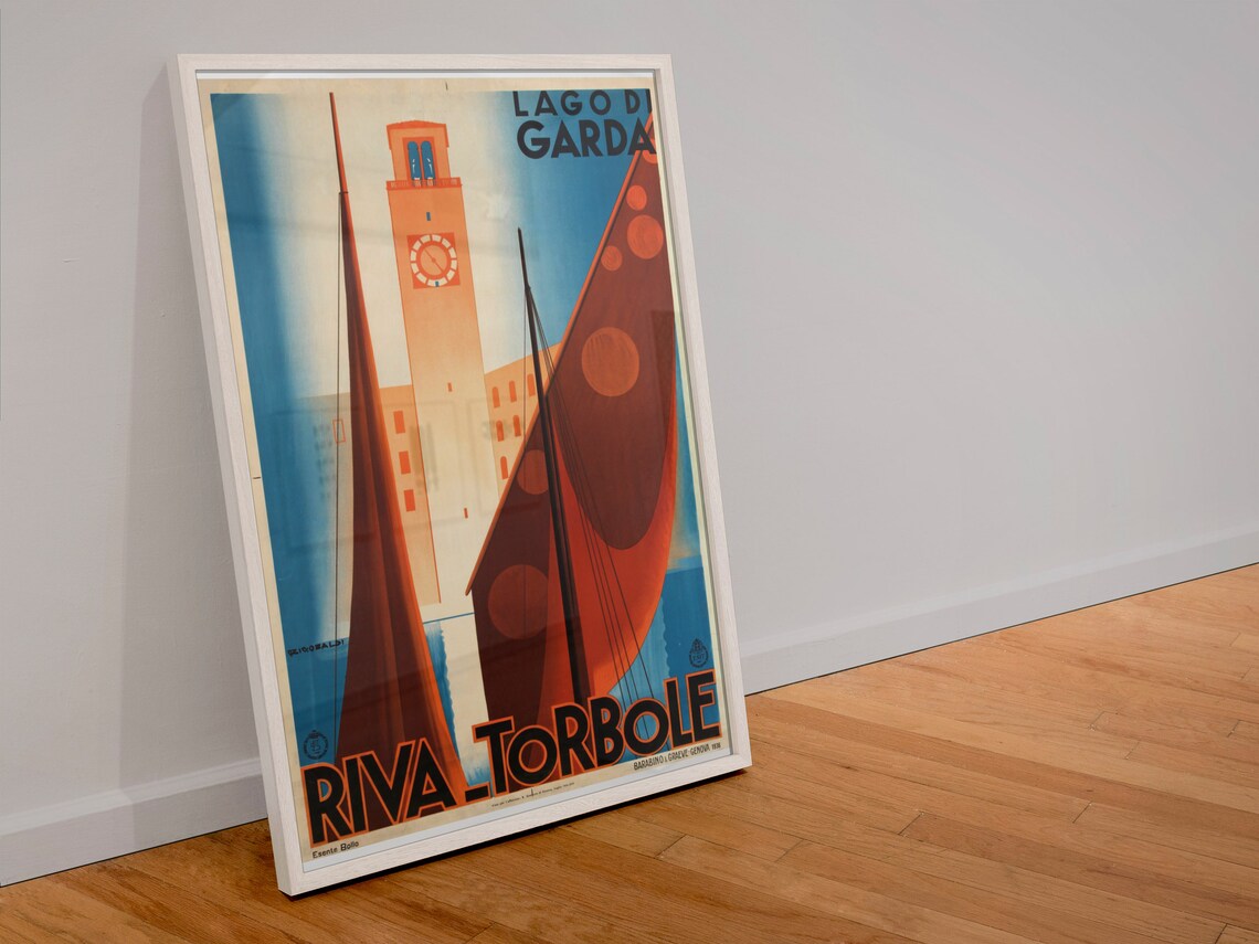 Lago di Garda Riva Torbole 1938 Vintage Italian Lake Travel Poster - Image 4
