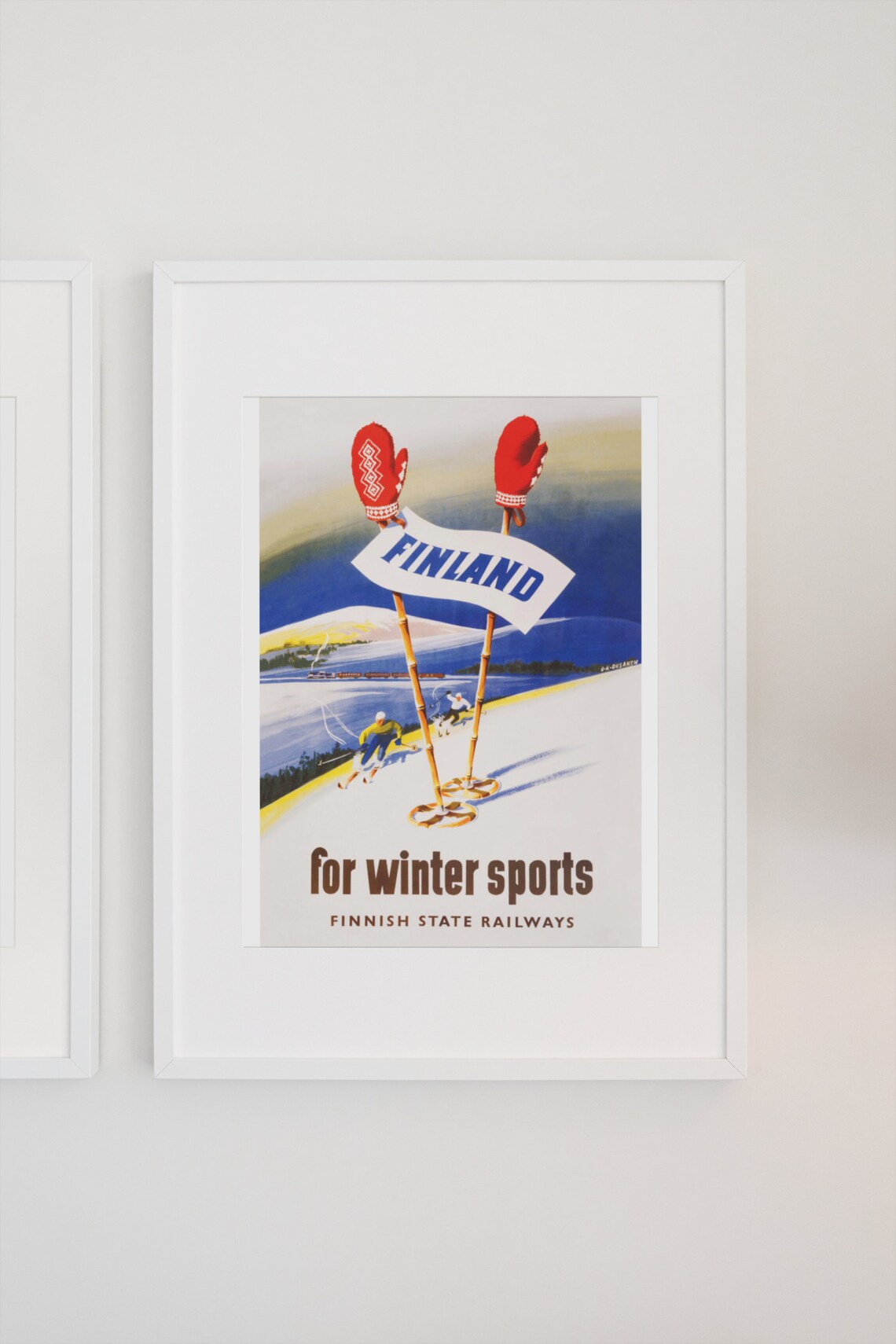Finland Winter Sports Finnish State Railways Vintage Ski Poster - Image 3