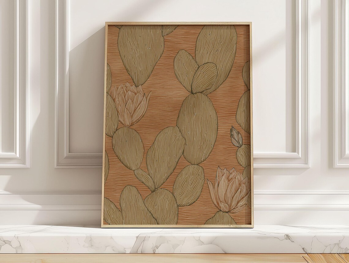 Abstract Desert Bloom Cactus Art Print