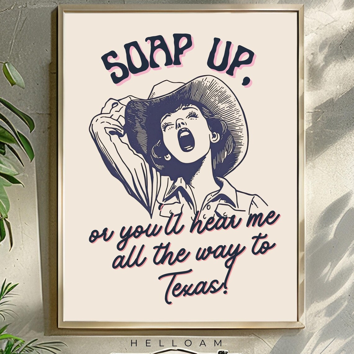Cowgirl Bathroom Humor Poster, Funny Bathroom Sign