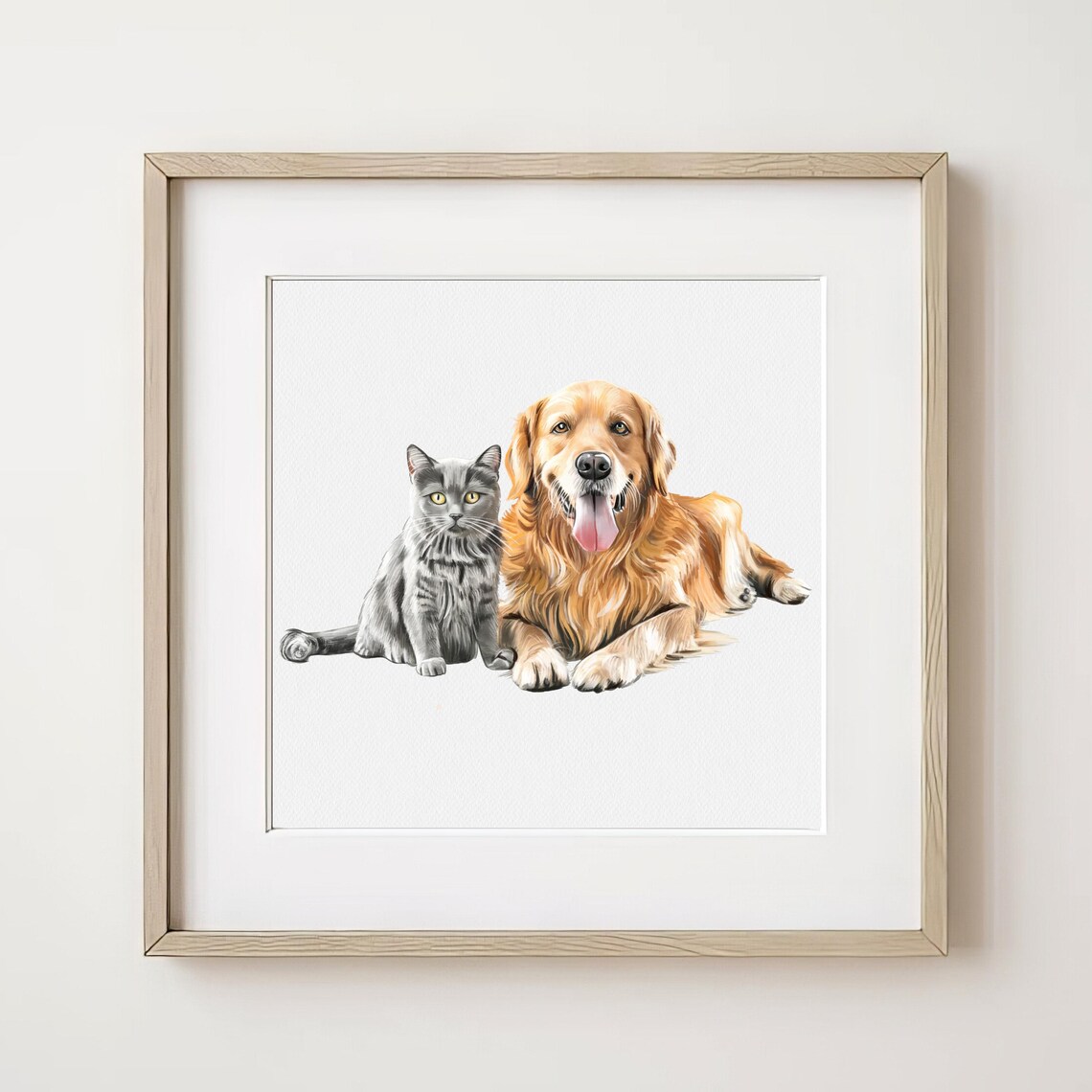 Watercolor Pet Portrait, Minimal Dog and Cat Art Print