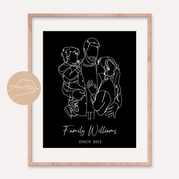 Custom Family Portrait Drawing Personalized Portrait Gift Family Drawing Hand Drawn Family Portrait Family Illustration Family Wall Art