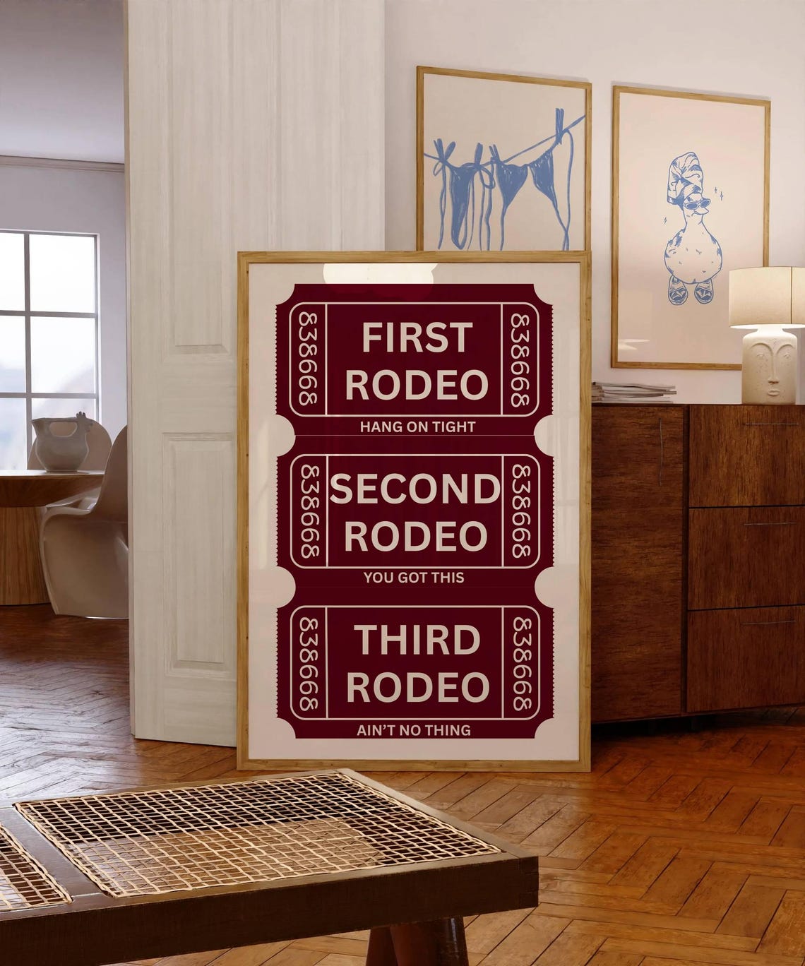 First Second Third Rodeo Ticket Stubs Western Funny Quote Poster