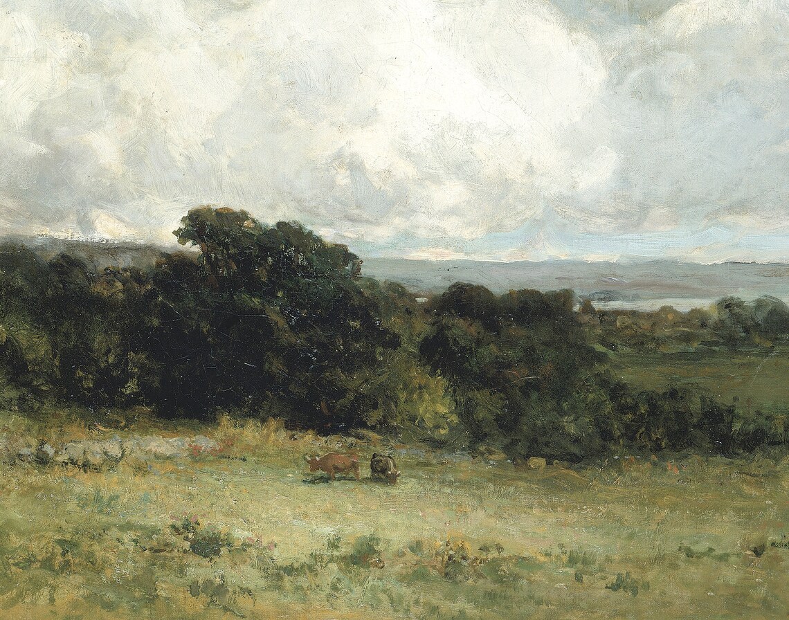 Vintage Landscape Painting, Farmhouse Wall Art - Image 2