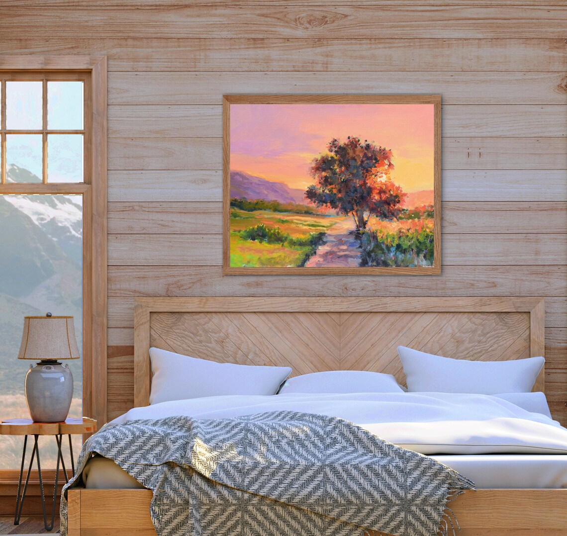 Sunny Field Landscape, Impressionist Summer Scene Art Print - Image 2