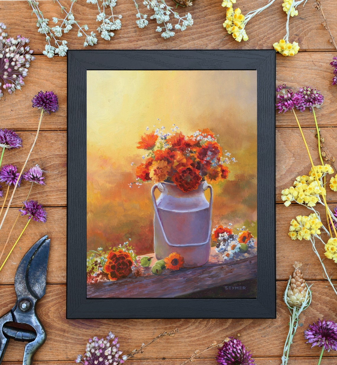 Orange Marigold Bouquet in a Vintage Milk Can Still Life Poster - Image 6