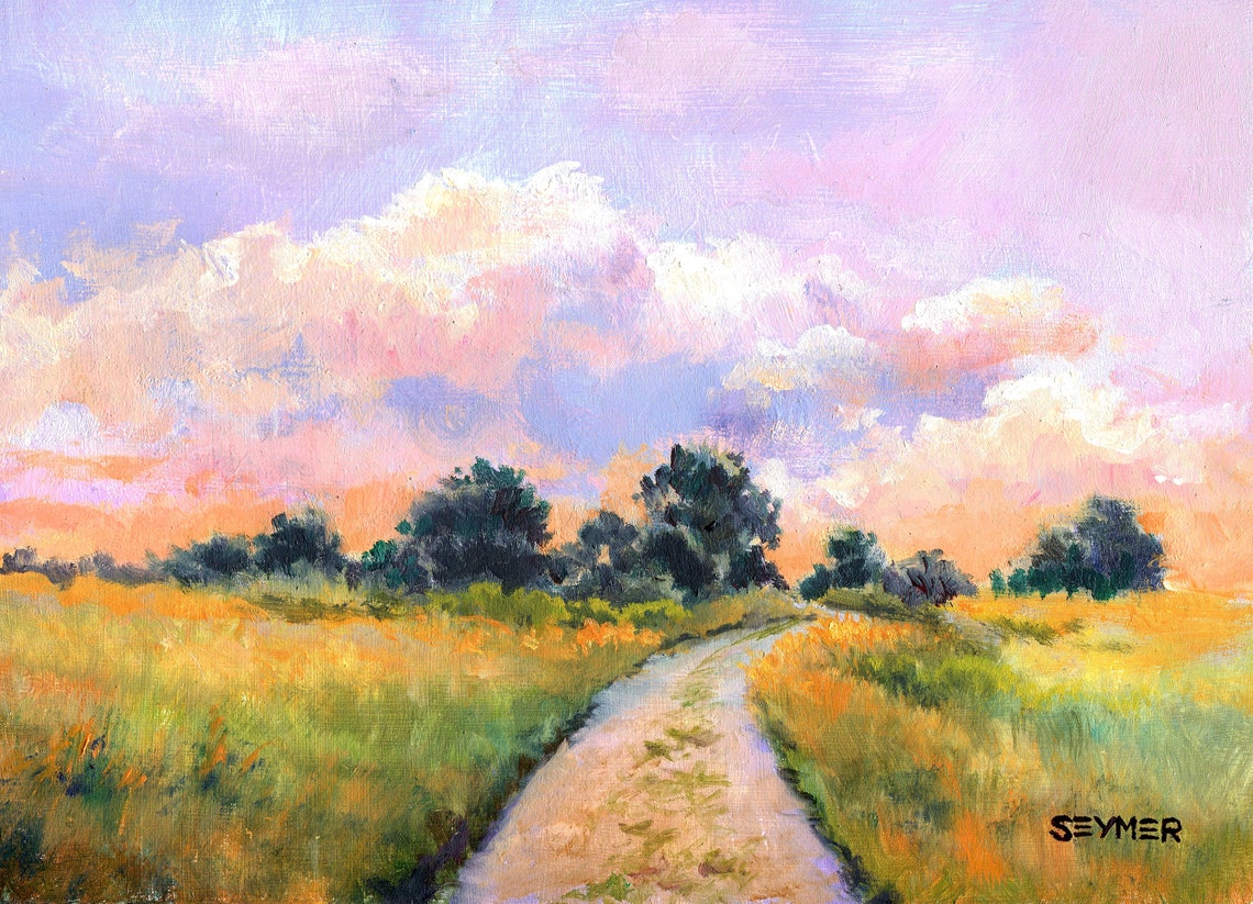 Summer Landscape Art Print Alabama Countryside Painting Sky And Clouds Artwork Ceerful Summer Day Path With Trees Homestead Wall Decor - Image 6