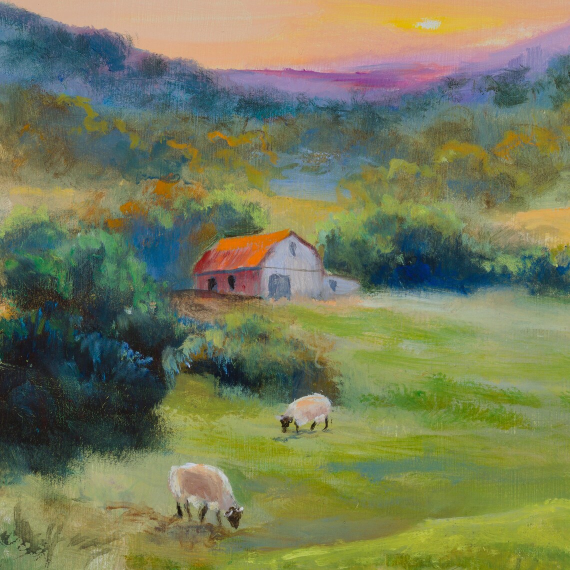 Rural Sheep Pastoral Landscape, Cottagecore Art Print - Image 3
