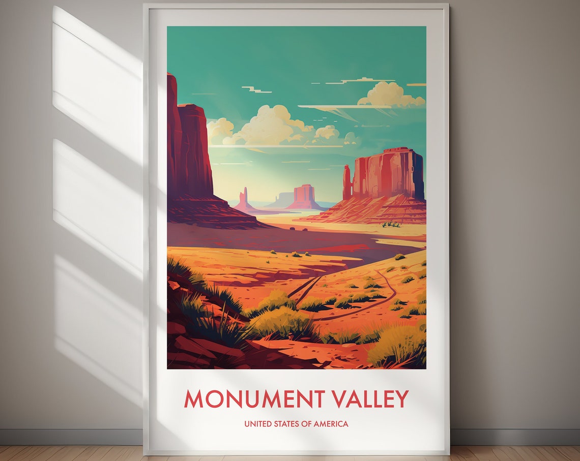 Monument Valley Desert Buttes Red Rock Landscape Travel Poster