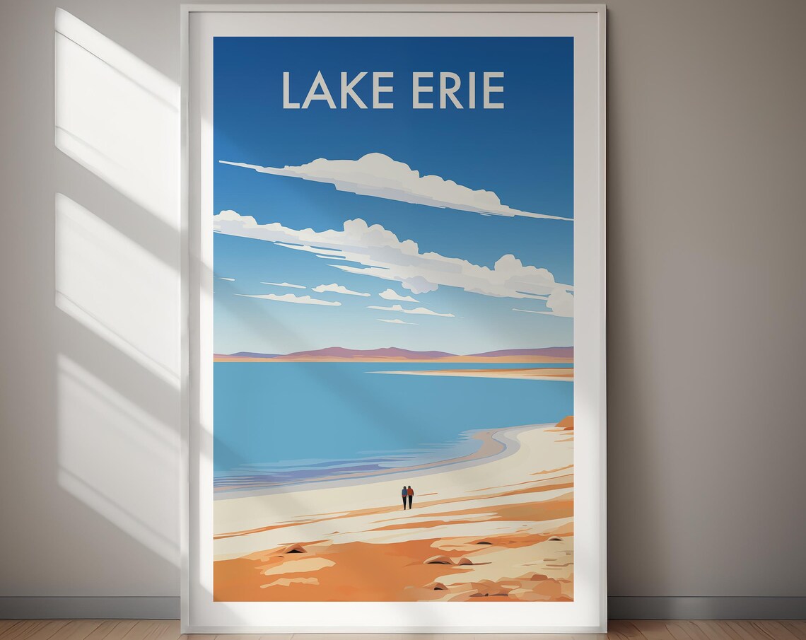 Lake Erie Travel Poster, Lake Landscape Art Print
