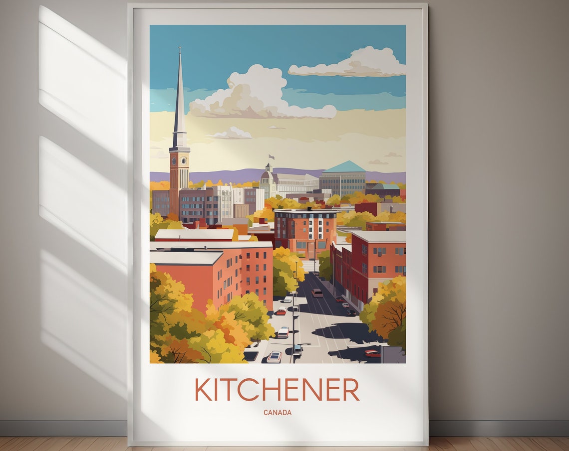 Kitchener Travel Poster Canada Poster Easy Print Travel Poster Gift Wall Art Hiking Gift For Her Gift For Him