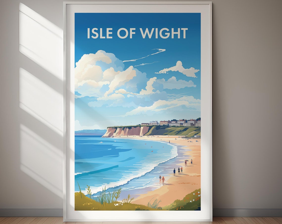 Isle of Wight England Coastal Cliffs Beach Seascape Travel Poster