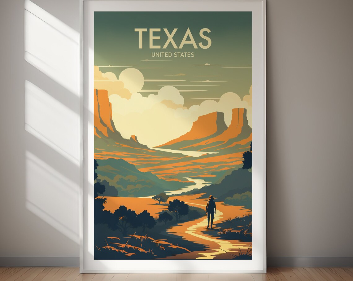 Texas Travel Poster, Vintage Travel Poster Art Print