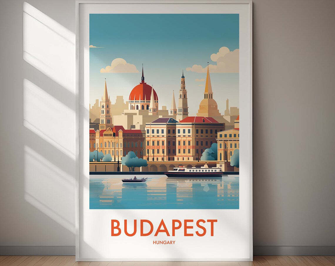 Budapest Hungary Parliament Dome Danube River City View Poster