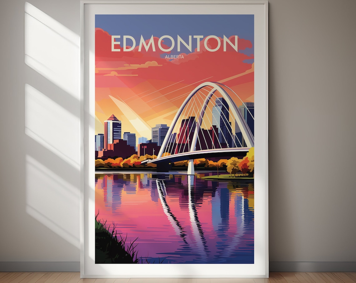 Edmonton Travel Poster, Canada Hiking Adventure Art Print