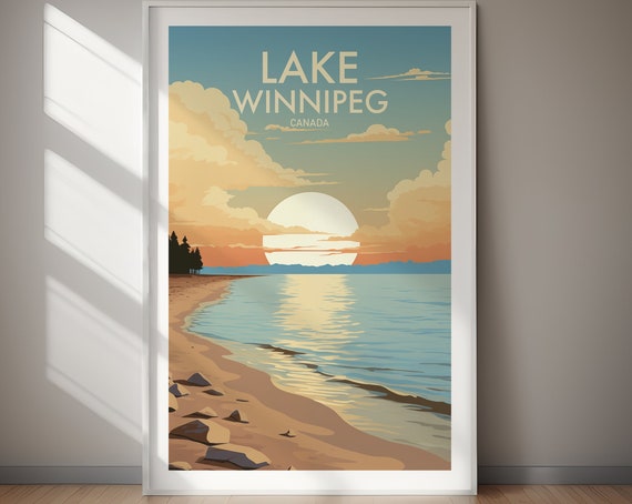 Lake Winnipeg Travel Poster Canada Poster Print Travel Print Home Decor Gift Wall Art Hiking Gift For Her Gift For Him