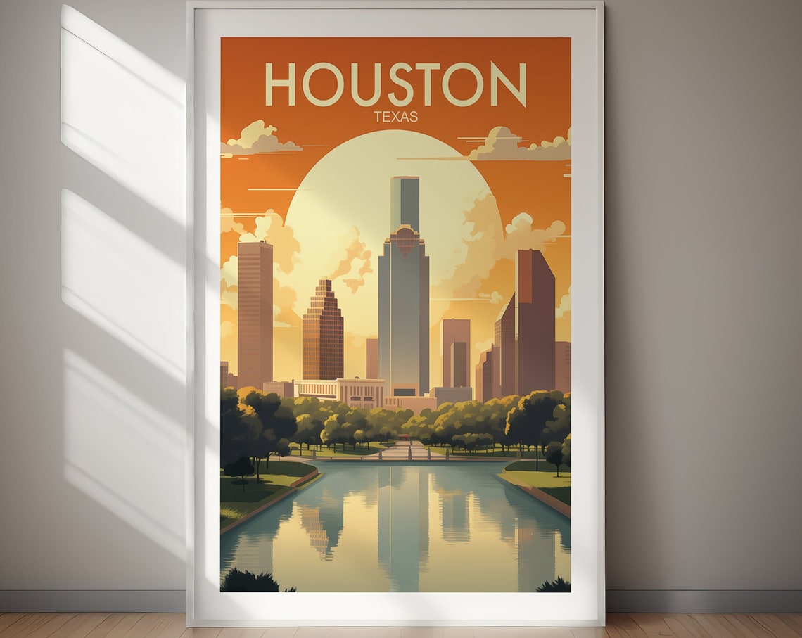 Houston Poster Wall Art Wanderlust Gift Holiday Travel Gift Gift For Her Gift For Him Holiday Gift
