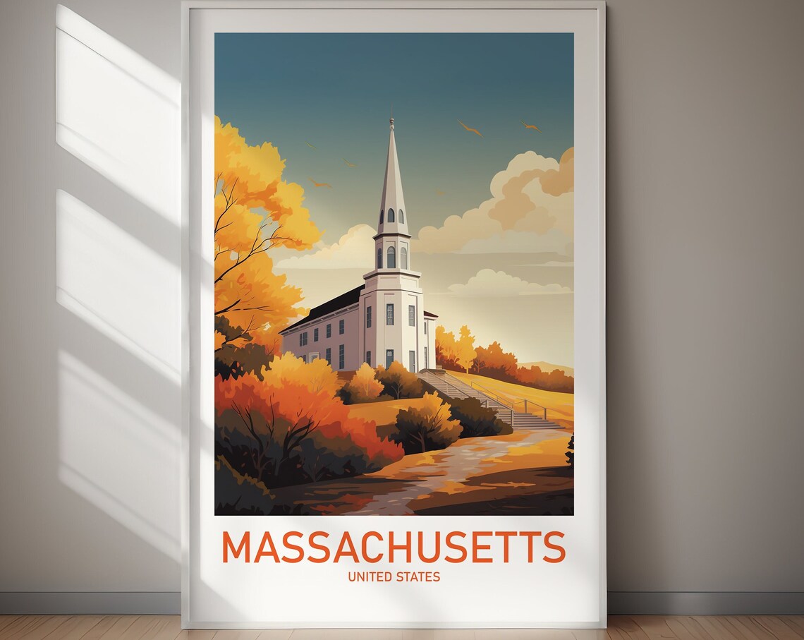 Massachusetts Travel Poster, United States Art Print