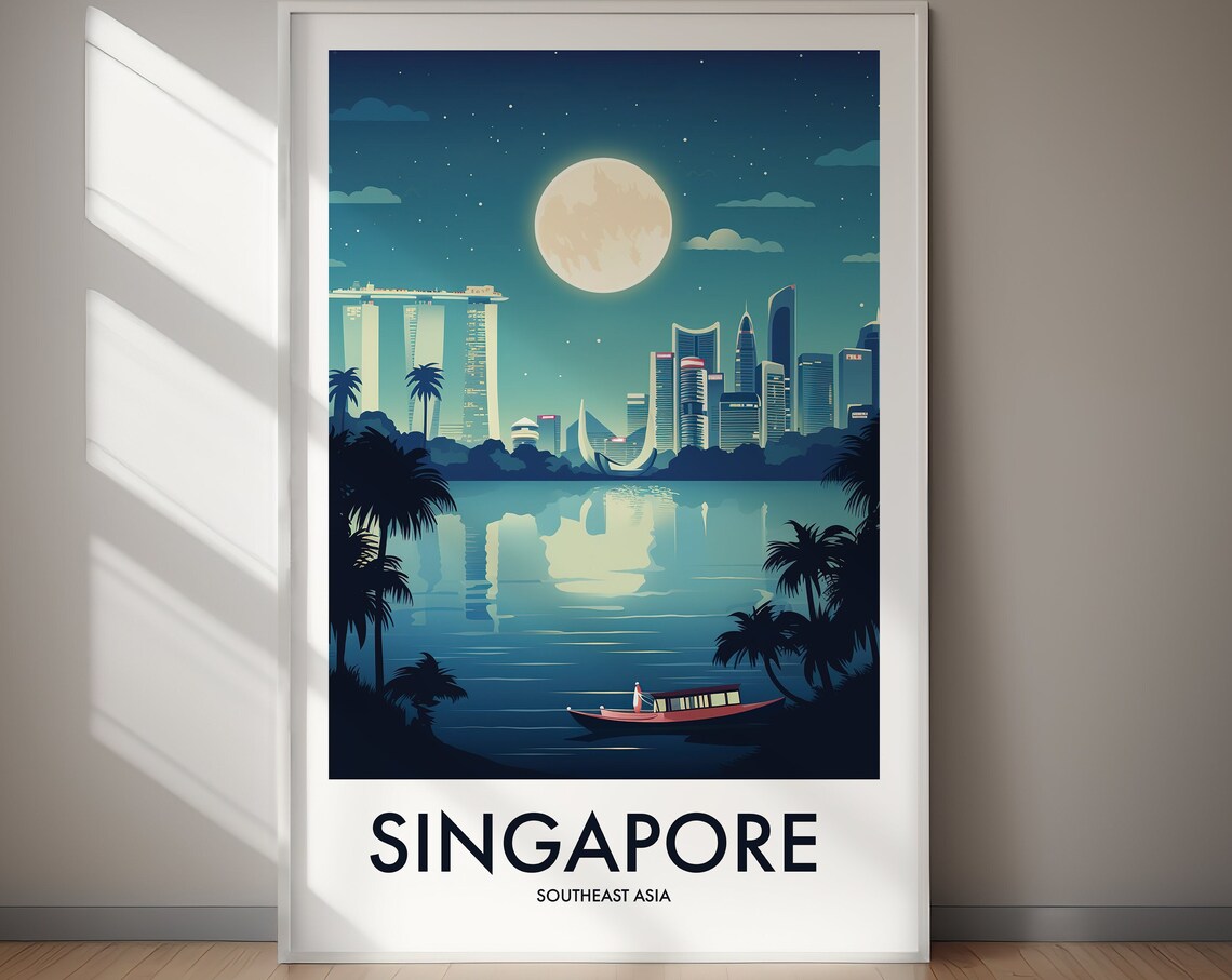 Singapore Travel Poster, Southeast Asia Wall Art