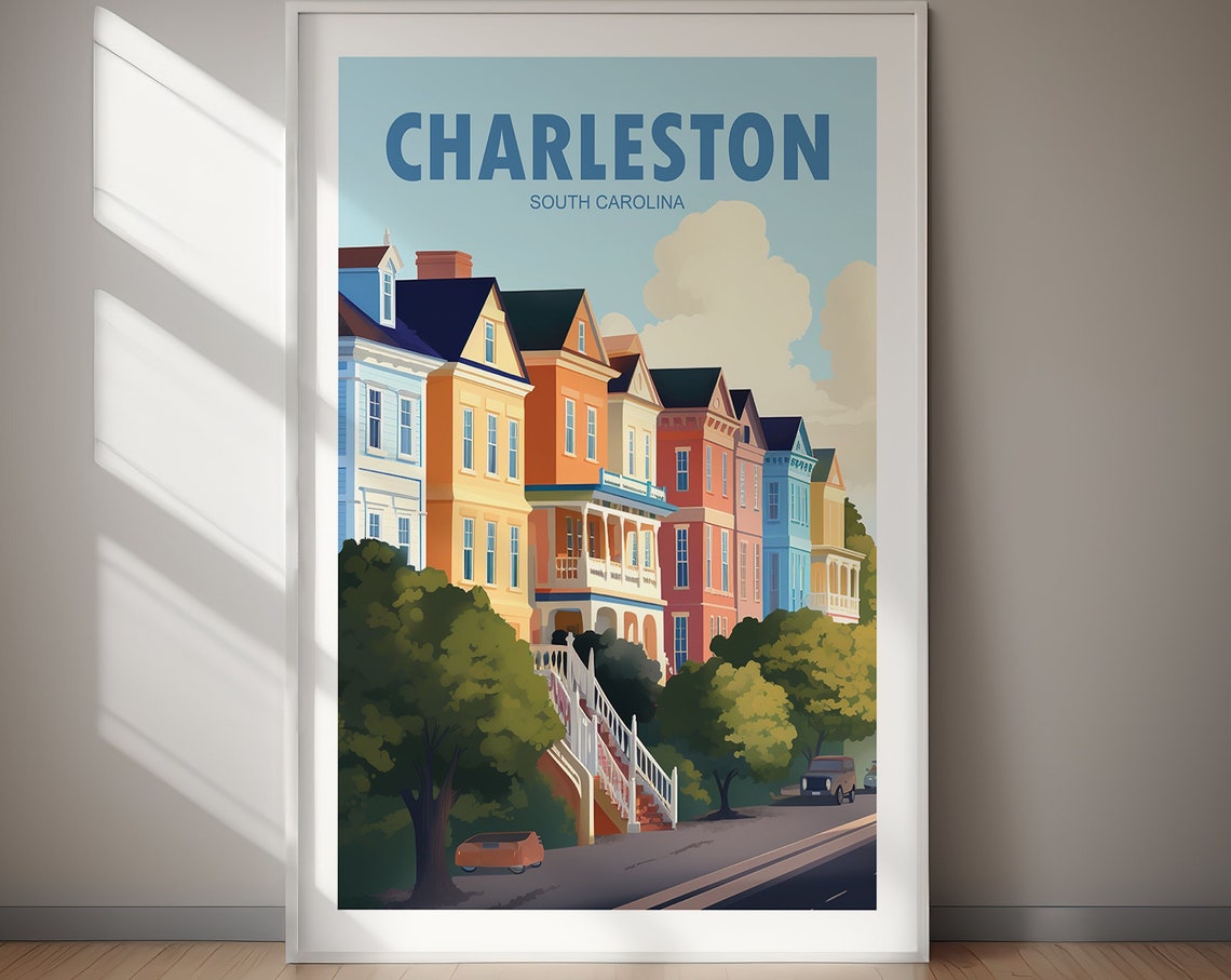 Charleston Poster Wall Art Wanderlust Gift Holiday Travel Gift Gift For Her Gift For Him Holiday Gift