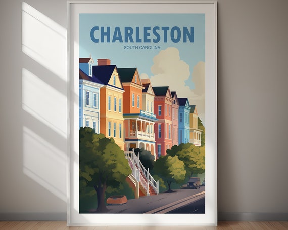 Charleston Poster Wall Art Wanderlust Gift Holiday Travel Gift Gift For Her Gift For Him Holiday Gift