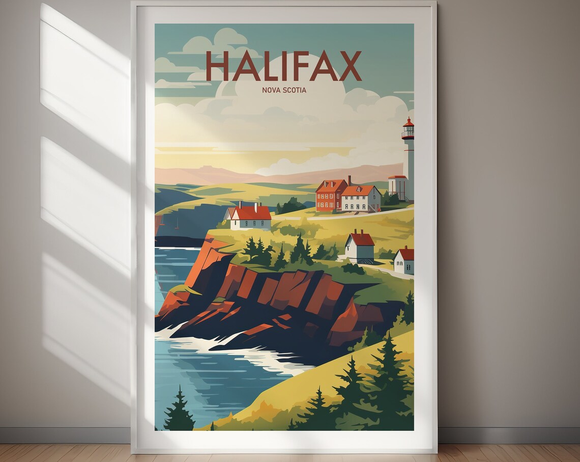 Halifax Travel Poster, Hiking Wall Art Print