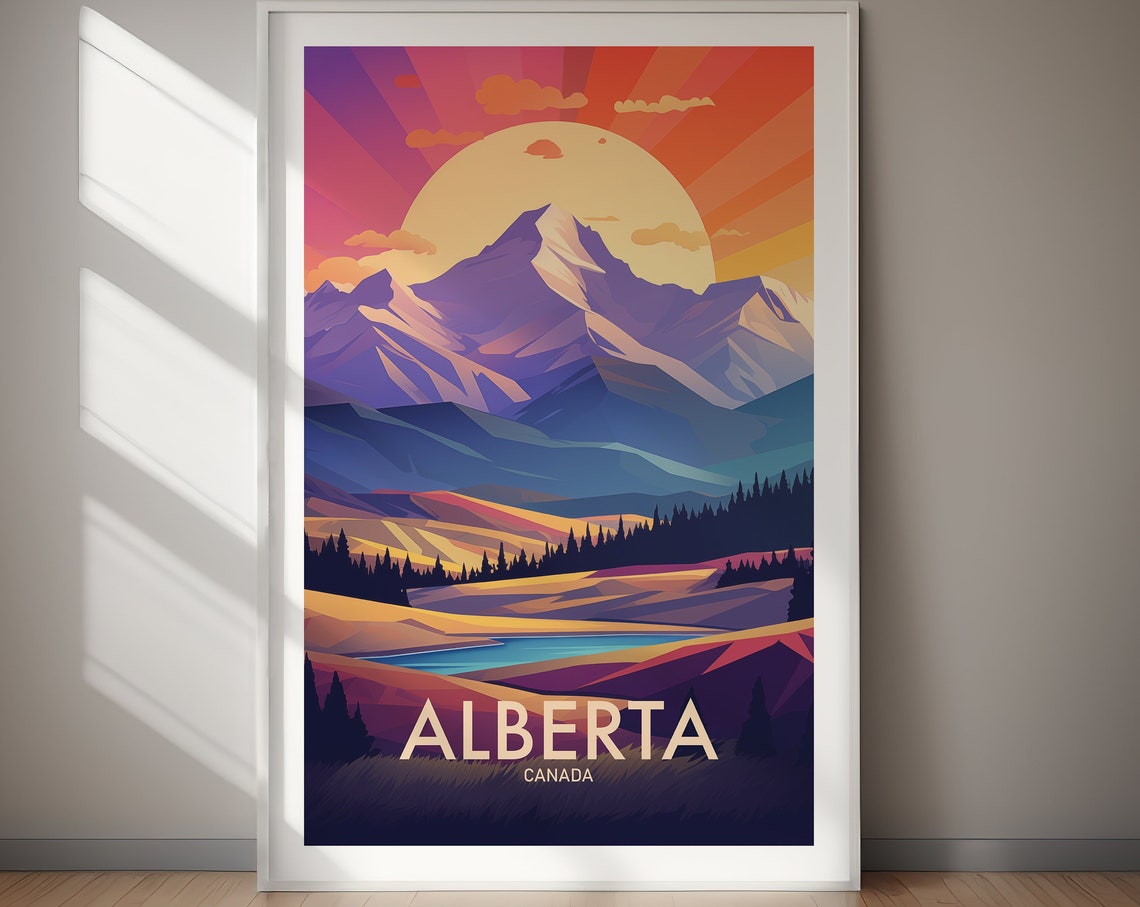 Alberta Canada Sunrise Rocky Mountain Sunset Glow Scene Poster