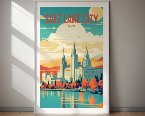 Salt Lake City Poster Wall Art Wanderlust Gift Travel Gift Gift For Her Gift For Him Holiday Gift