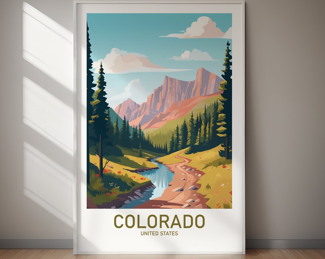 Colorado Travel Poster, United States Wall Art Print