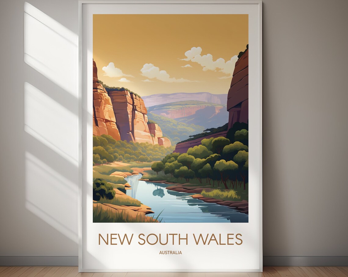 New South Wales Australia Canyon River Valley Nature Travel Poster