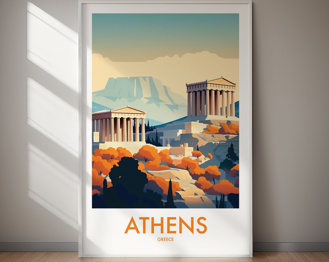 Athens Travel Poster, Europe Wall Art Print