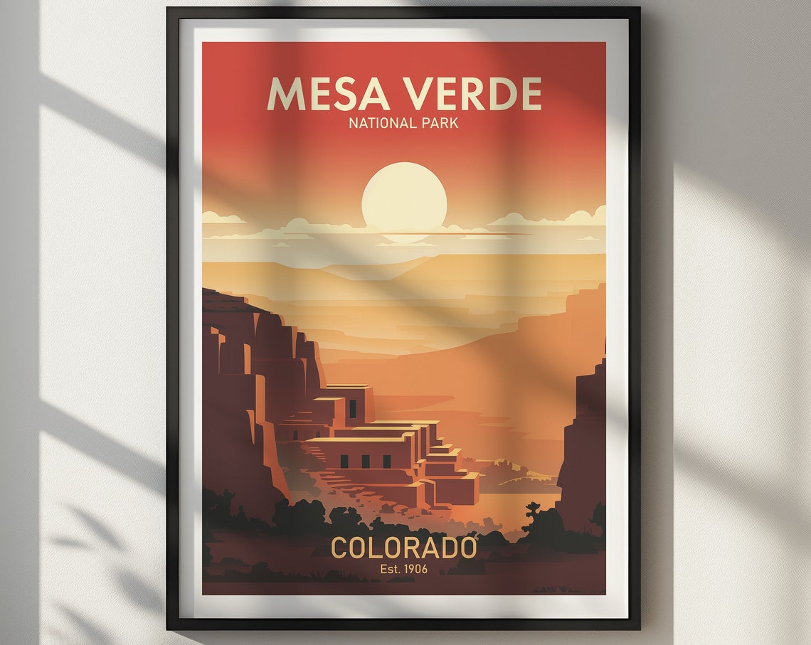 Mesa Verde National Park Colorado Cliff Dwellings Sunset Poster