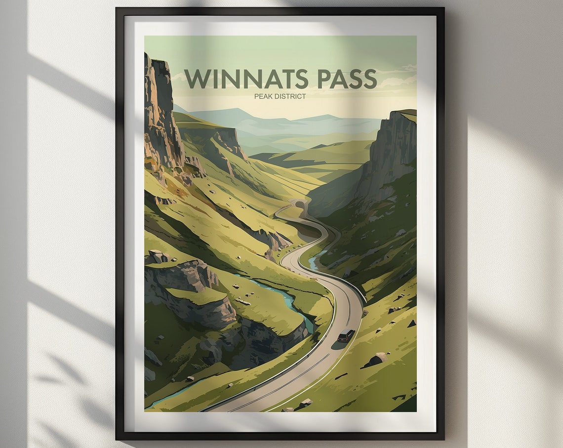 Winnats Pass Peak District Vintage Travel Valley Scenic Poster - Image 3