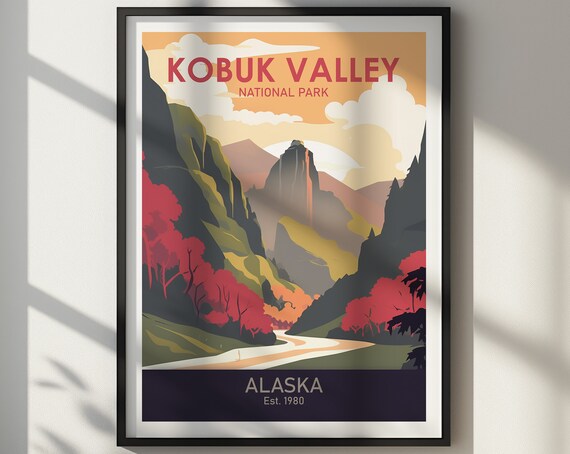 Kobuk Valley National Park Alaska Vintage Autumn River Poster