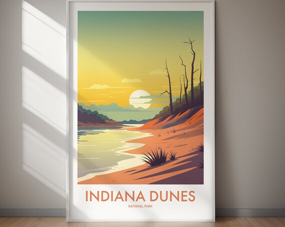 Indiana Dunes National Park Sunset Lakeshore Dune Landscape Poster