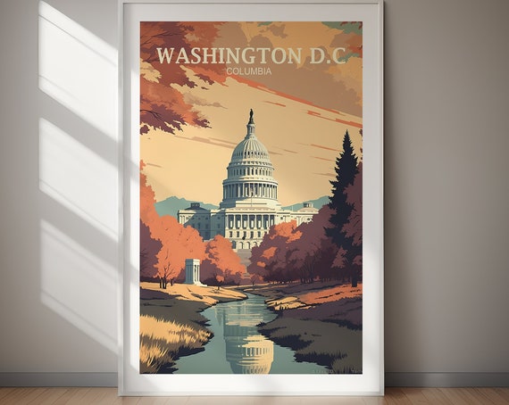 Washington Dc Poster Us City Wall Art Wanderlust Gift Holiday Travel Gift For Her Gift For Him Holiday Gift