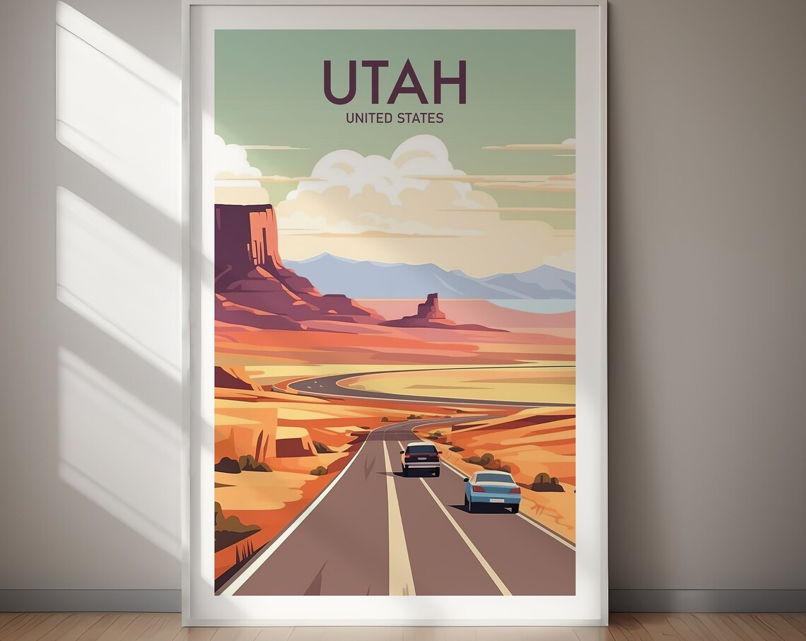 Utah Travel Poster, USA Landscape Art Print